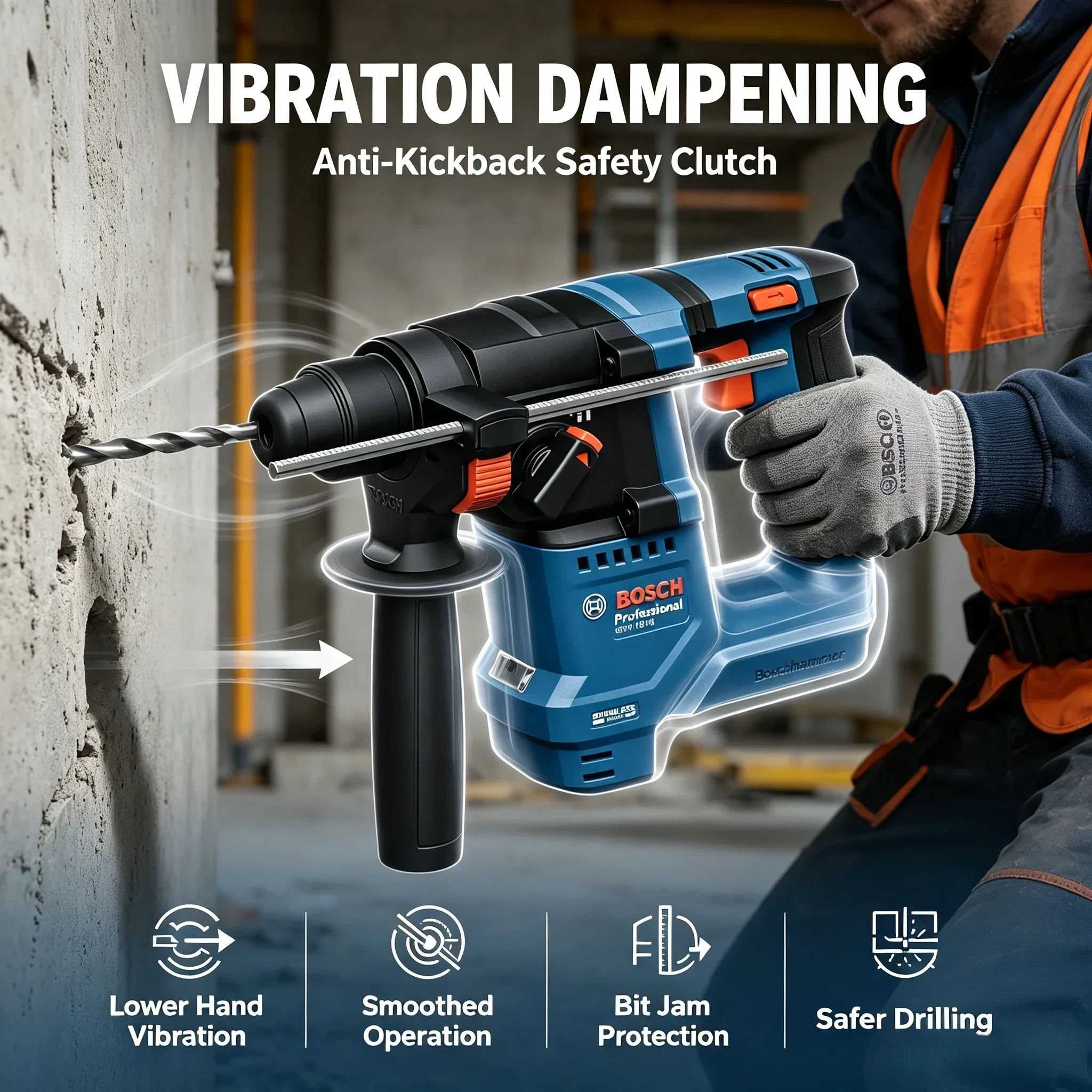 Power Tools Professional - ボッシュ GBH 18V-18 コードレス ロータリーハンマー、1.5J SDS