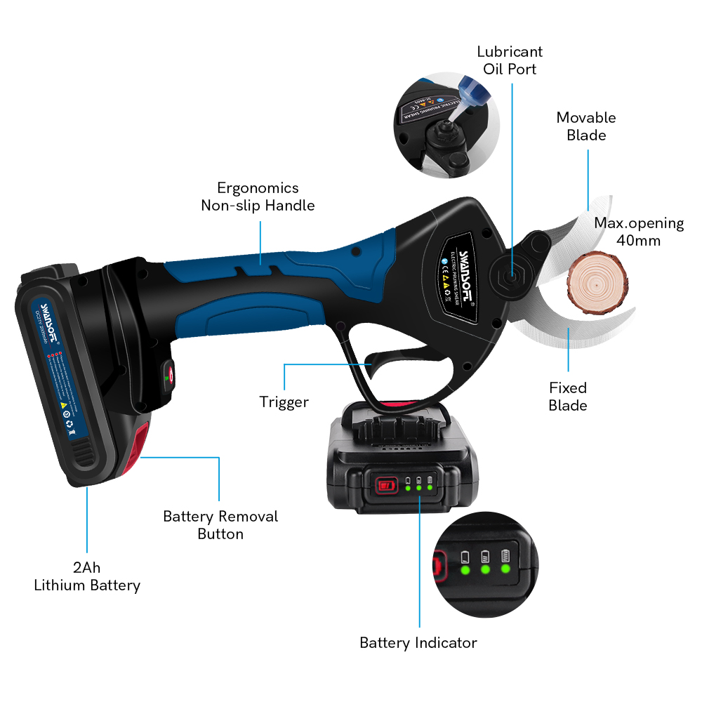 電動剪定ばさみ 40MM ステンレス鋼刃 葡萄園のブドウの木 - Power Tools In Electrical のレビューと価格
