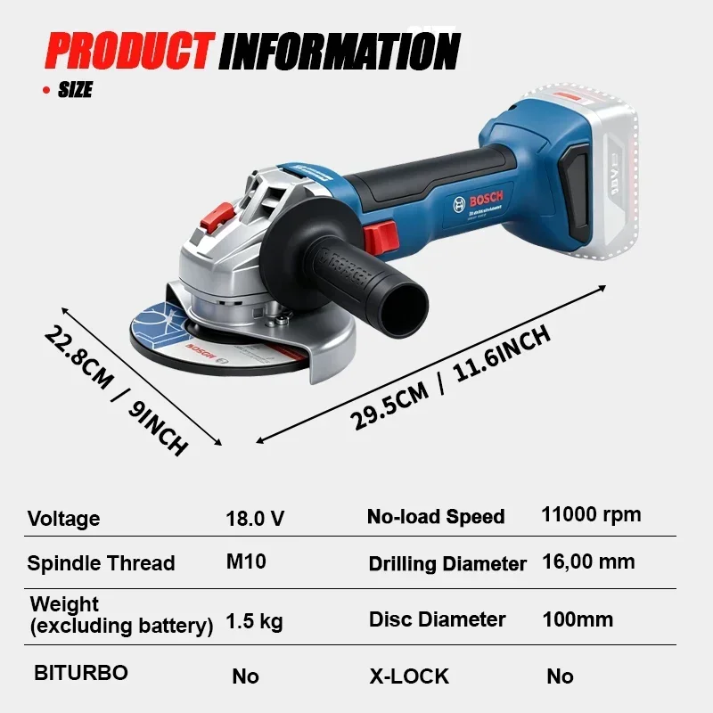 ボッシュ GWS 18V-8 コードレスアングルグラインダー - Power Tools Professional のレビューと価格